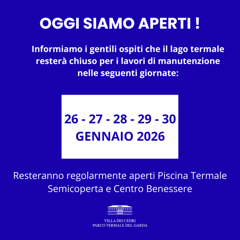 Chiusa lago termale per manutenzione